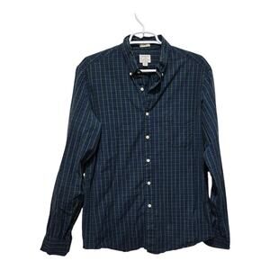 J.Crew Secret Wash Slim Fit Green Navy Plaid Button Shirt L